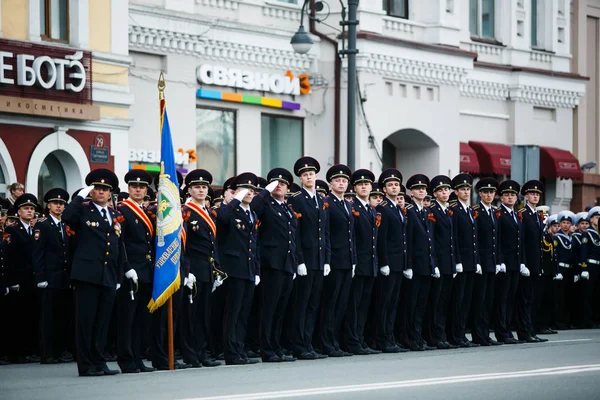Maja 2013 Władywostok Primorsky Krai Kolumny Żołnierzy Armii Rosyjskiej Parada — Zdjęcie stockowe