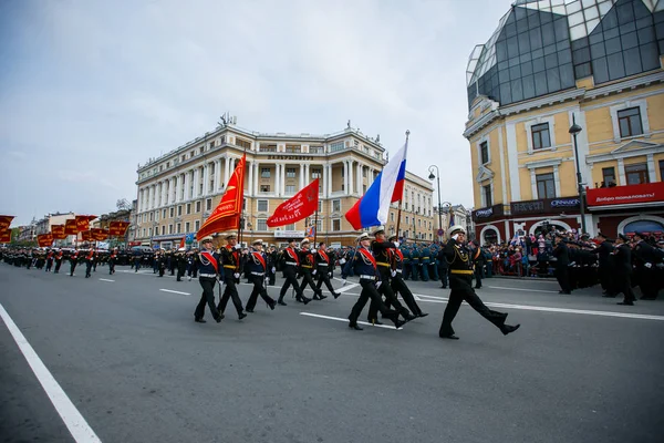 Mai 2013 Wladiwostok Primorsker Region Kolonnen Von Soldaten Der Russischen — Stockfoto