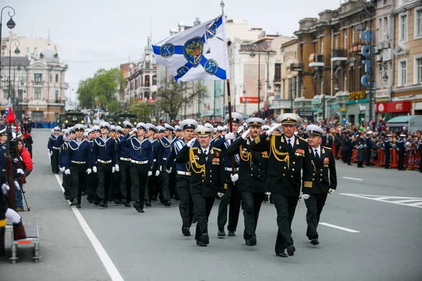 Maggio 2013 Vladivostok Primorsky Krai Colonne Soldati Dell Esercito Russo — Foto Stock