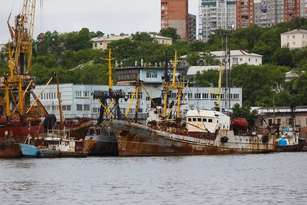 Septiembre 2013 Vladivostok Rusia Golden Horn Bay Vladivostok Viejos Barcos — Foto de Stock