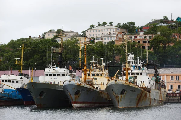 Septiembre 2013 Vladivostok Rusia Golden Horn Bay Vladivostok Viejos Barcos — Foto de Stock