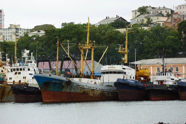 Septiembre 2013 Vladivostok Rusia Golden Horn Bay Vladivostok Viejos Barcos — Foto de Stock