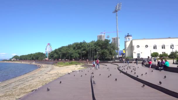 Settembre 2018 Vladivostok Russia Zona Pedonale Legno Sportivnaya Embankment Argine — Video Stock