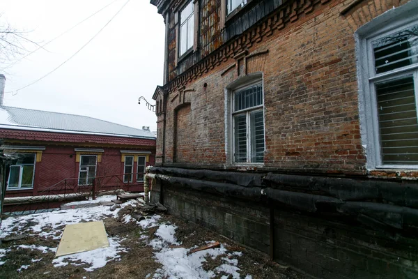 Insieme Case Storiche Legno Nel Centro Vladivostok Fondazione Storica — Foto Stock