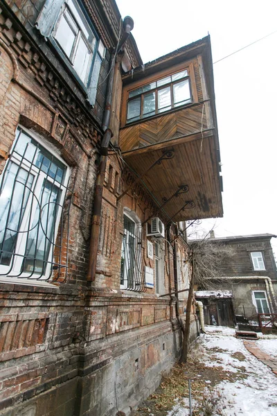 Insieme Case Storiche Legno Nel Centro Vladivostok Fondazione Storica — Foto Stock