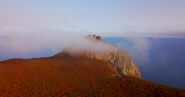 Top Vista Areal Voando Sobre Falésias Monte Kalancha Reserva Biosfera — Vídeo de Stock