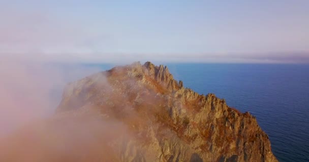 Top Areal View Flying Cliffs Mount Kalancha Sikhote Alin Biosphere — Stock Video