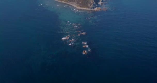 Aerial View Ocean Cliff Steep Rocky Coastline Sikhote Alin Nature — Stock Video