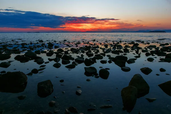 Schöner Sonnenuntergang Meer Farbiger Sonnenuntergang Meer — Stockfoto