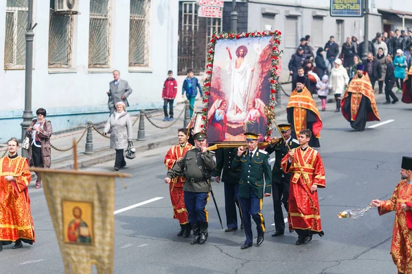 March 2014 Vladivostok Oroszország Ortodox Vallásos Felvonulás Központi Utcán Vlagyivosztok — Stock Fotó