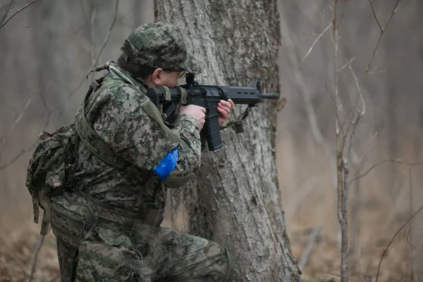 November 2014 Oroszország Aktív Hadgyakorlatok Erdőben Shootout Hadsereg Őszi Erdőben — Stock Fotó