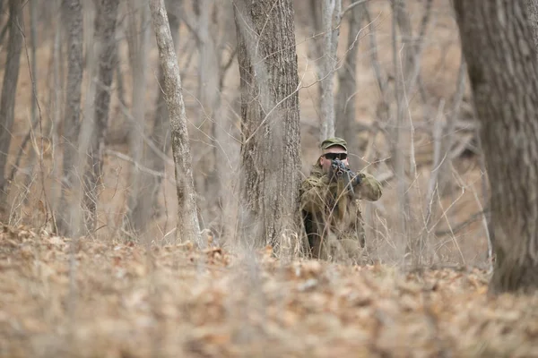 November 2014 Russia Active Military Exercises Forest Shootout Army Autumn — Stock Photo, Image