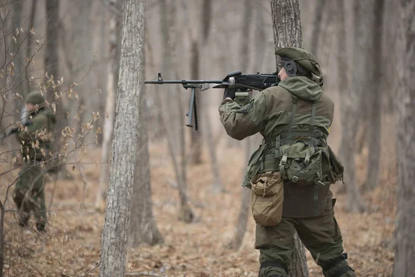 November 2014 Oroszország Aktív Hadgyakorlatok Erdőben Shootout Hadsereg Őszi Erdőben — Stock Fotó