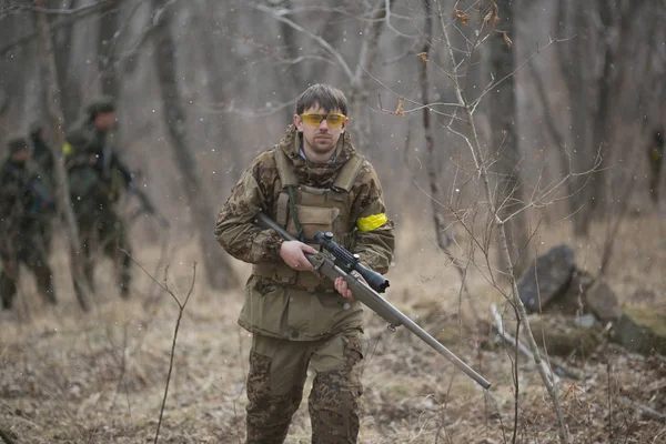 2014 Листопада Росія Активні Військові Навчання Лісі Перестрілці Армії Осінній — стокове фото