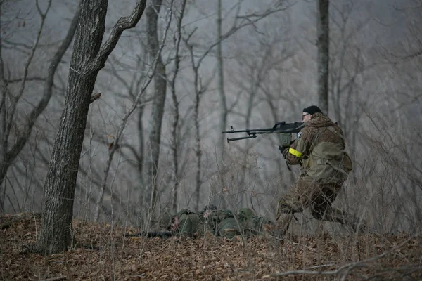 Novembre 2014 Russie Exercices Militaires Actifs Dans Forêt Armée Fusillade — Photo