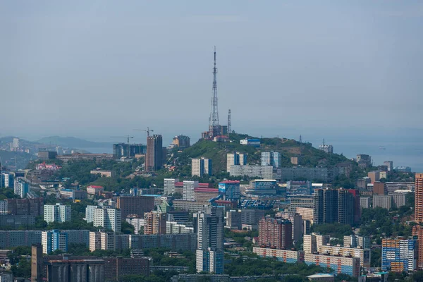 August 2014 Vladivostok Russia Aerial View Central Part Vladivostok Sleeping — Stock Photo, Image