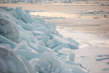 Güzel temiz kutup buzu. Donmuş Kuzey Denizi.