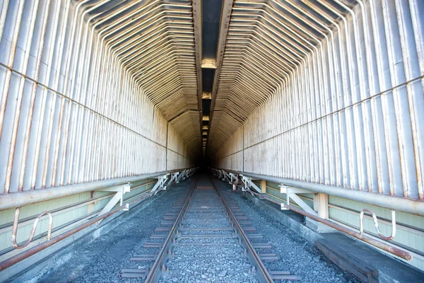 Технологічний Залізничний Тунель Проходження Холодних Поїздів — стокове фото