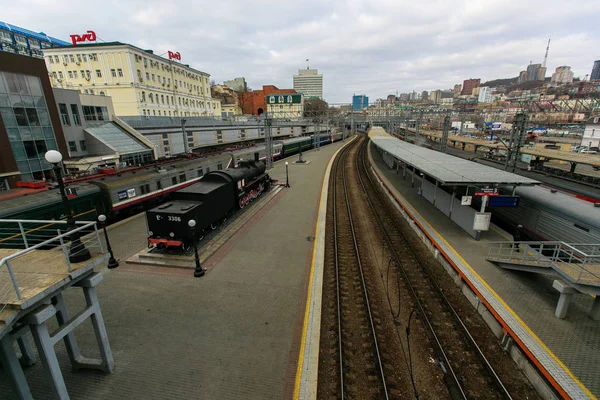 2014 Október Vladivostok Oroszország Vlagyivosztok Város Vasútállomás Transzszszibériai Vasút Végpontja — Stock Fotó