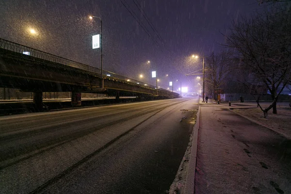 Winter 2014 Vladivostok Primorsky Krai Snelwegen Berg Vladivostok Tijdens Een — Stockfoto