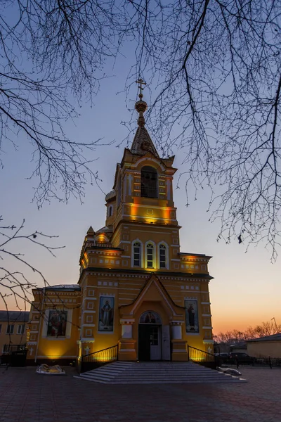Listopad 2014 Ussuriysk Primorský Kraj Krásný Výhled Velký Pravoslavný Kostel — Stock fotografie