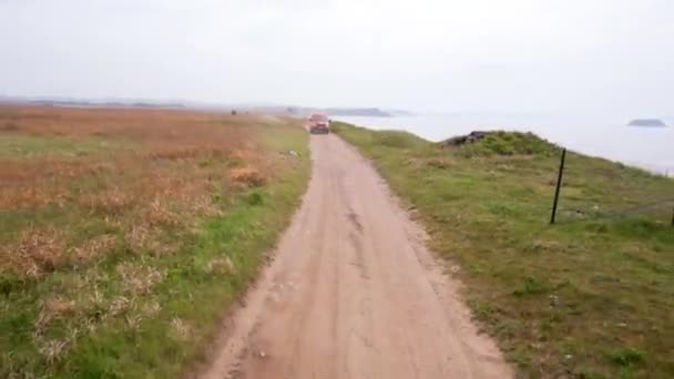 Été 2019 Territoire Primorsky Russie Minibus Expédition Orange Sable Conduisant — Video