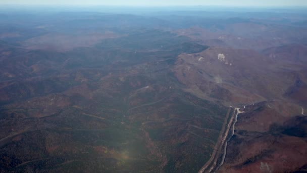 Wizy Otworu Samolocie Widok Góry Primorsky Wsi Pól Okna Samolotu — Wideo stockowe