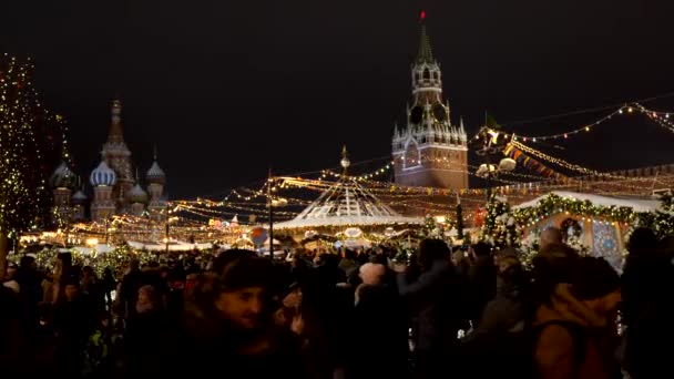 Diciembre 2018 Moscú Rusia Plaza Roja Víspera Año Nuevo Gente — Vídeos de Stock