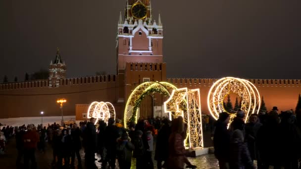 December 2018 Moscow Russia Red Square New Year Eve People — Stock Video