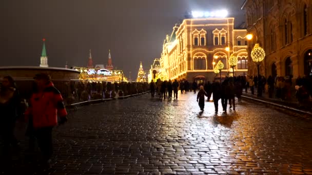 Dezember 2018 Moskau Russland Roter Platz Der Silvesternacht Menschen Gehen — Stockvideo