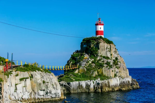 Most Beautiful Lighthouse Vladivostok Basargin Lighthouse Marine Lighthouse Vladivostok Summer — Stock Photo, Image
