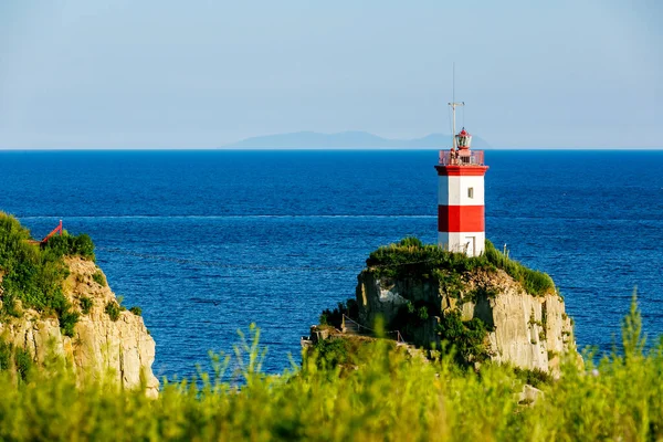 Most Beautiful Lighthouse Vladivostok Basargin Lighthouse Marine Lighthouse Vladivostok Summer — Stock Photo, Image