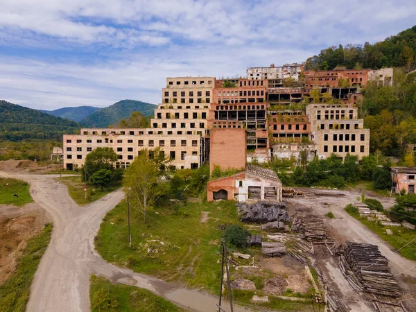 Vue Haut Bâtiments Ruine Abandonnés Une Usine Mines Étain Dans — Photo