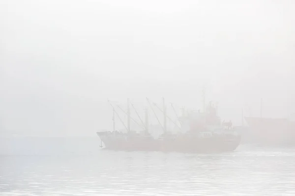 Various Merchant Ships Stand Roadstead Golden Horn Bay Vladivostok Heavy — Stock Photo, Image