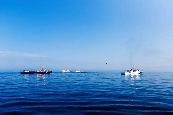 Verano 2016 Vladivostok Rusia Ejercicios Militares Navales Internacionales Barcos Guardacostas — Foto de Stock