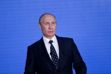 Eylül 2016 - Vladivostok, Rusya - Rusya Devlet Başkanı Vladimir Putin. Putin, Vladivostok 'ta düzenlenen Doğu Ekonomi Forumunda gazetecilerin sorularını yanıtladı