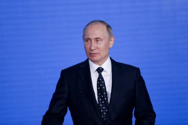 Eylül 2016 - Vladivostok, Rusya - Rusya Devlet Başkanı Vladimir Putin. Putin, Vladivostok 'ta düzenlenen Doğu Ekonomi Forumunda gazetecilerin sorularını yanıtladı