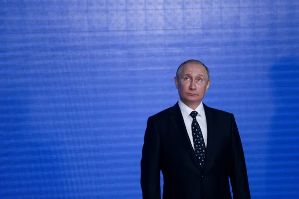 Путін Стоїть Прес Конференції Під Час Східного Економічного Форуму Владивостоку — стокове фото