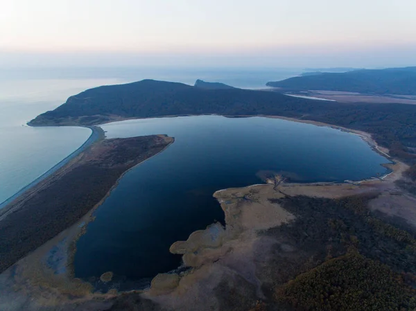 Hermoso Lago Blagodatnoe Forma Corazón Lago Reserva Biosfera Sikhote Alin — Foto de Stock