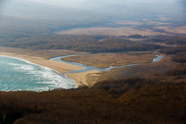 Reserva Biosfera Sikhote Alin Territorio Primorsky Vista Panorámica Playa Arena — Foto de Stock