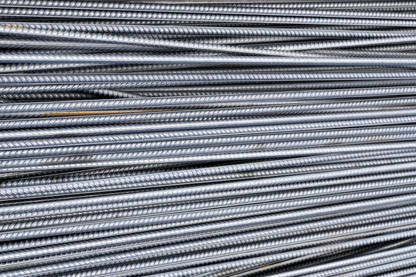 Stack Heavy Metal Reinforcement Bars Periodic Profile Texture Close Steel — Stock Photo, Image