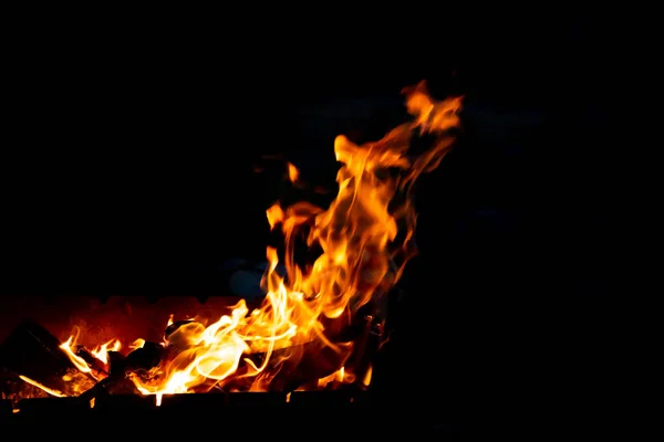 Flames Fire Burning Coals Grill Late Night Copy Paste — Stock Photo, Image