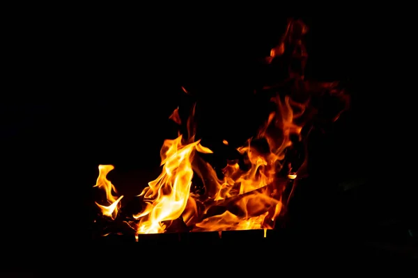 Flames Fire Burning Coals Grill Late Night Copy Paste — Stock Photo, Image