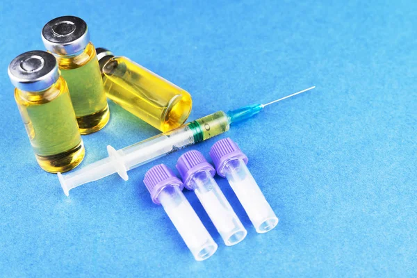 Zdravotnický Materiál Doping Léky Skleněných Nádobách Plastových Zkumavek Pro Odběr — Stock fotografie