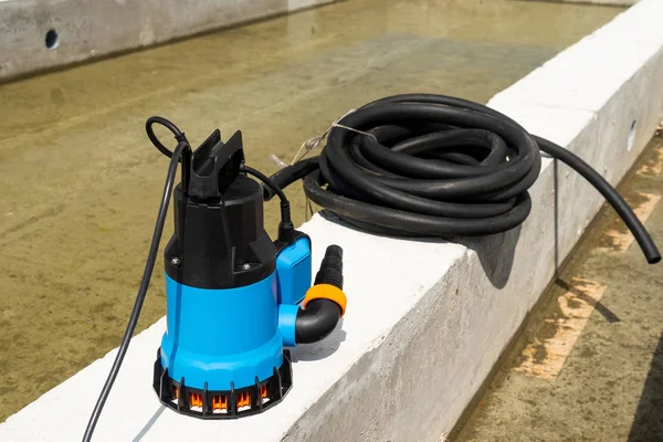 Submersible Pump Dewater Construction Site Pumping Flood Water Sing Deep — Stock Photo, Image