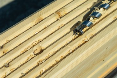 Delme delikleri lamine kaplama shkantov için kereste. Profiled yapıştırılmış bardaki evin inşaat. Kopyala Yapıştır.