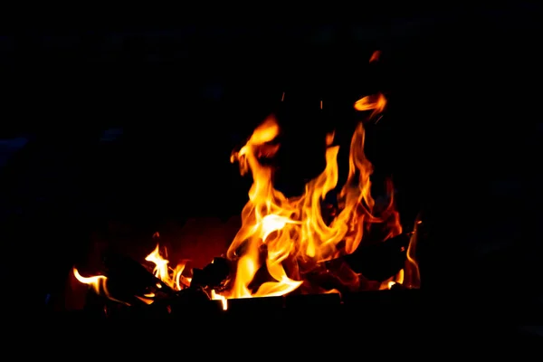 Flames Fire Burning Coals Grill Late Night Copy Paste — Stock Photo, Image