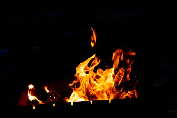 Flames Fire Burning Coals Grill Late Night Copy Paste — Stock Photo, Image