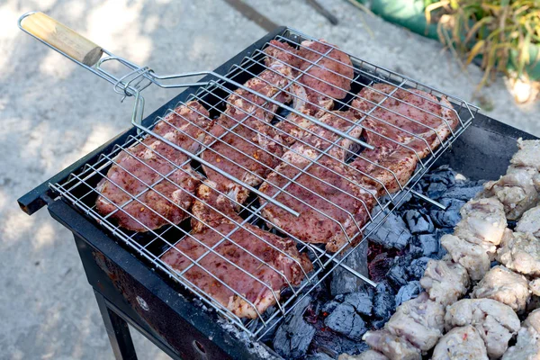 Барбекю Гриле Готовить Мясо Гриле — стоковое фото