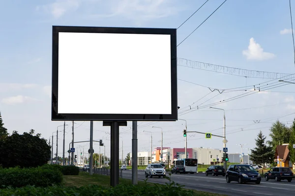 Leeg Bord Naast Snelweg Achtergrond Voor Reclame — Stockfoto